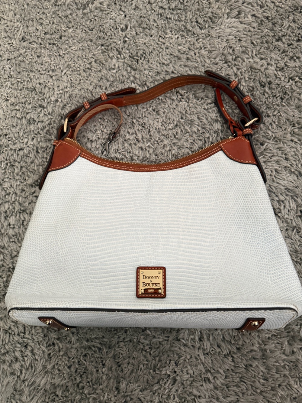 Dooney & Bourke White and Brown Textured Shoulder Bag